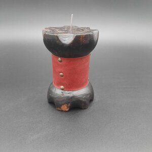Vintage Lobeco Black & Red Leather Spanish Candle Holder Renaissance Ren Faire‎